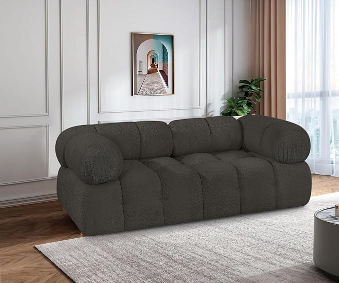 Meridian Furniture 611Brown-S68A Ames Collection Modern | Contemporary Modular Sofa with Rich Brown Boucle Fabric, Modular to Create Infinite Configurations, 68" W x 34" D x 28" H, Brown