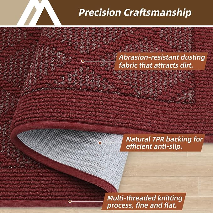COSY HOMEER Non-Slip Door Mat 24"x36", Entryway Rugs Low Profile Absorbent Dirt Trapper Doormat for Front Entrance, Washable Polypropylene Entry Mat (Red) - Image 3