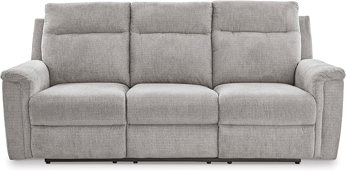 Signature Design by Ashley Barnsana Minimalist Power Reclining Sofa with USB Charging Ports, Light Gray