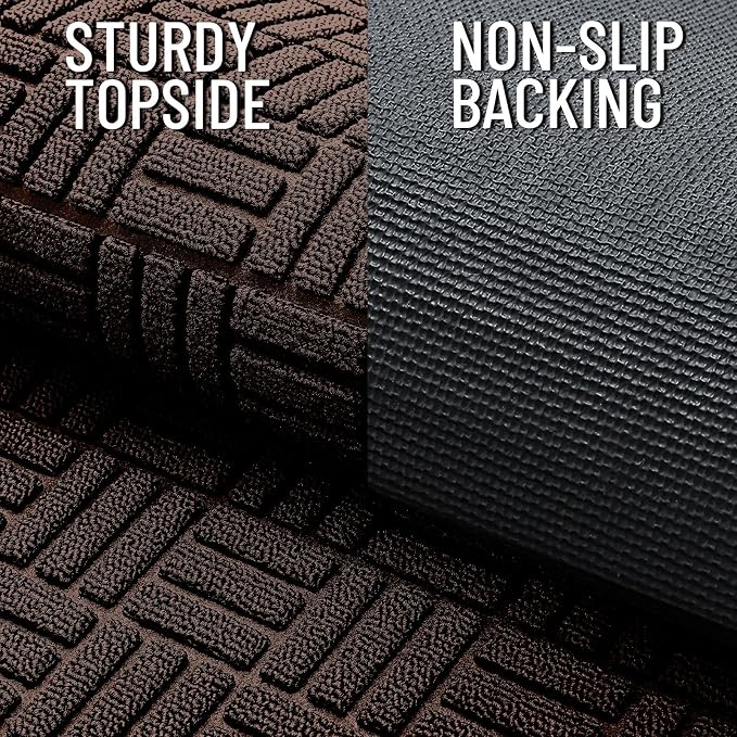 OLANLY Front Door Mat Outside Entrance 33x21, Absorbent, Heavy Duty Sturdy Natural Rubber Doormat Indoor Outdoor, Stain and Fade Resistant, Non-Slip Backing Low Profile Floor Mat for Entryway, Brown - Image 4