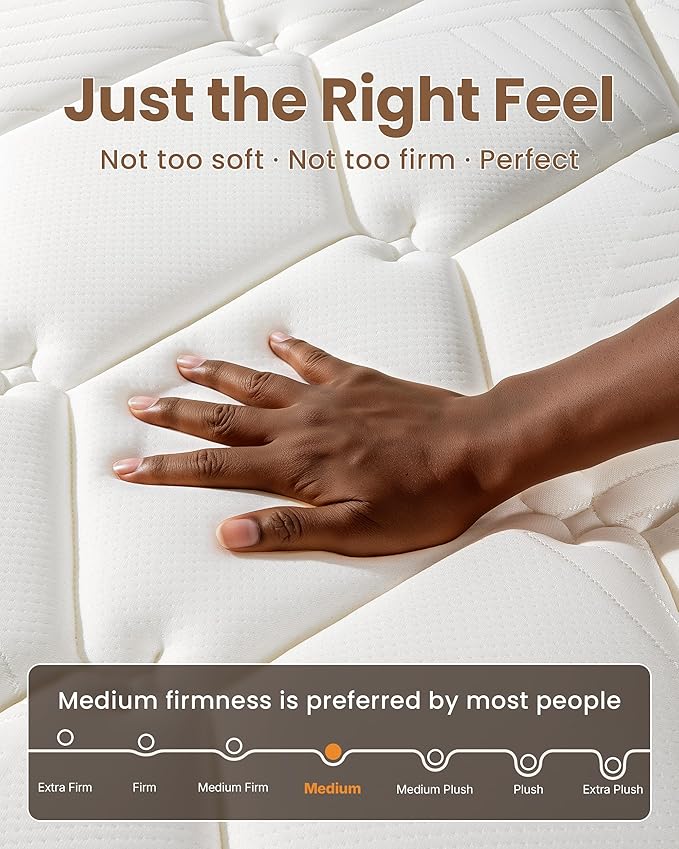 TXO Queen Mattress 12 Inch, Medium Firm Hybrid Mattress, Cool & Dry Anti-Static Cotton Knit, Easy to Clean, Wave Memory Foam and Enhanced Pocketed Springs for Pressure Relief and Back Pain Relief