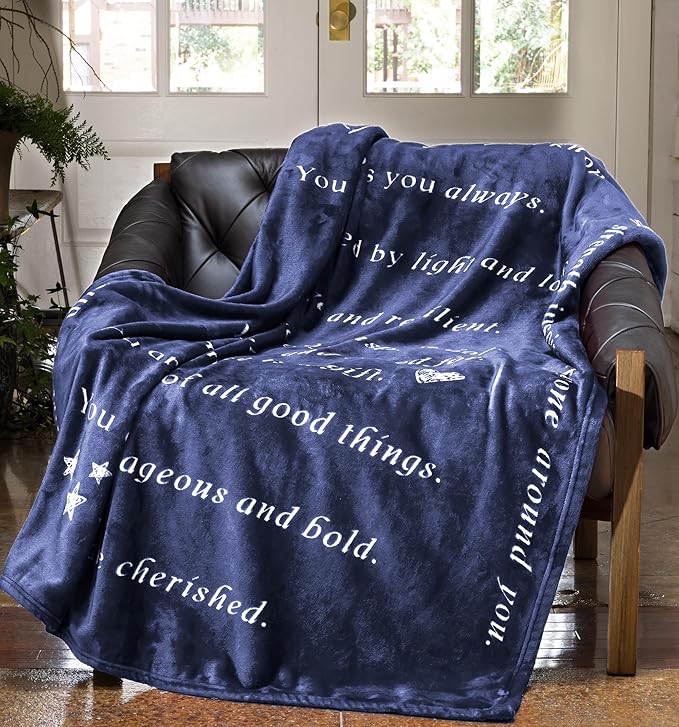 Compassion Blanket (Brand)- Strength Courage Super Soft Warm Hugs, Get Well Gift Blanket Plush Healing Thoughts Positive Energy Love & Hope (Blue, 50 x 60 Fleece)
