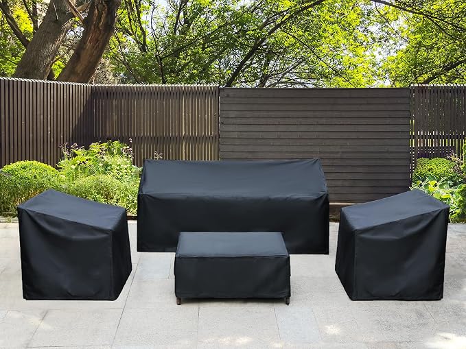 Patio Furniture Covers,Outdoor Furniture Cover Waterproof,Patio Furniture Set Covers for 4 Piece Outdoor Conversation Set,Patio Covers Set-XX-Large (Black) - Image 3