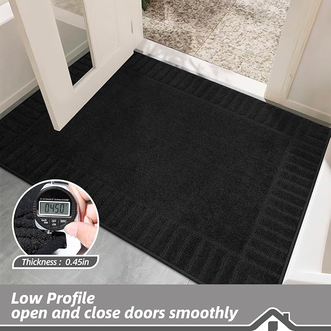 BEQHAUSE Door-Mat-Non-Slip Dirt Trapper Door Mats Low-Profile Front Door Mat Absorbent Floor Mats for Entryway Washable Mud Resistant Home Entrance Doormat,Black,24"x36" - Image 6