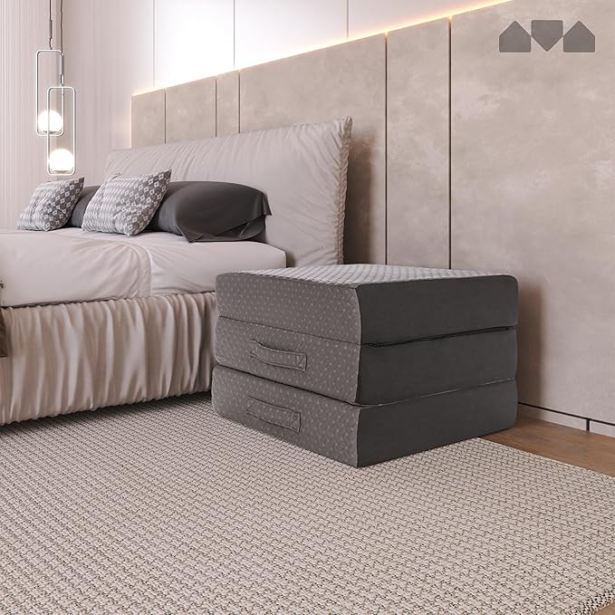 Milliard Trifold Mattress, Single Size, 6 inch, Portable Foldable Mattress with Memory Foam & Washable Cover, Tri-Folding Floor Bed, Camping, Fold Up Guest Bed, RV Travel, Sleepovers, 75" x 25"