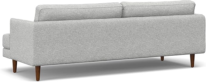 SIMPLIHOME Livingston 90-inch Wide Sofa in Mist Grey Woven-Blend Fabric, Handcrafted Mid-Century Modern Oversized 3-Seater Couch Sofa for Living Room or Family Room, Solid Wood Frame