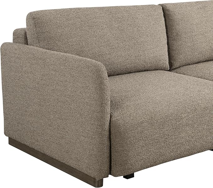 Serta Vail 86" Convertible Sleeper Sofa, Queen Size, Wall-Hugging Dreamglide Mechanism, Dreamcoil Comfort, Boucle Fabric, Brown