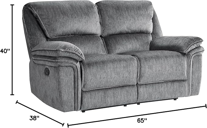 Lexicon Braddock Wall-Hugger Manual Double Reclining Loveseat, Gray