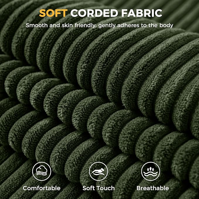 MAXYOYO Oversized Loveseat Sofa Couch, Upholstered Bean Bag Chair Cloud 3-Seat for Adults, Boneless Couch with Tufted Cushion & Pillows, Sofa in A Box, No Assembly Required, Dark Green