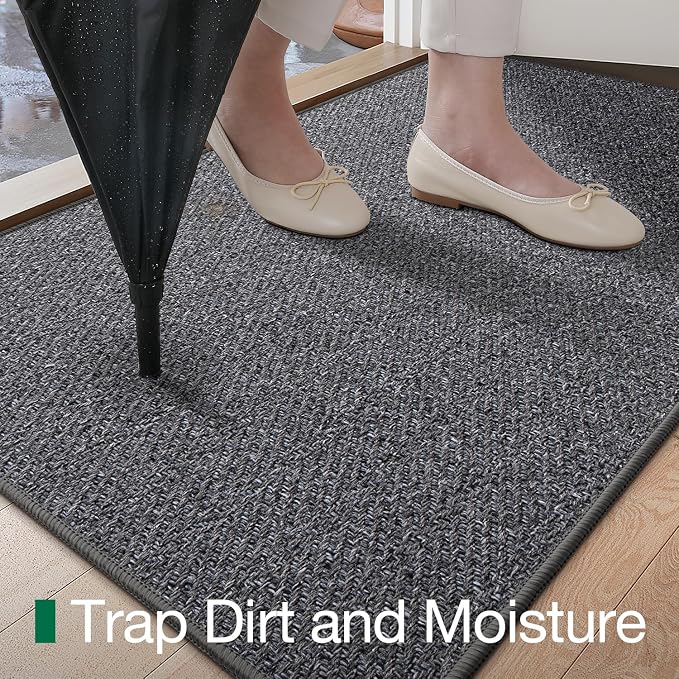 LUMI Ultra Thin Indoor Door Mat for Entrance 36"x56", Non Slip Entryway Mat, Low Profile Doormat, Unique Herringbone Design Carpet for Inside, Patio, Porch, Dark Gray - Image 5