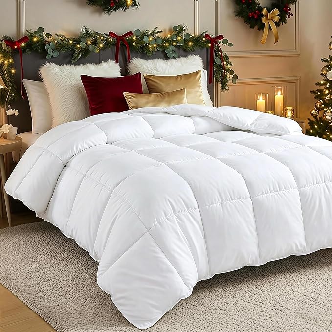 Utopia Bedding Comforters Twin Size, All Season Duvet Insert, Down Alternative Box Stitched Bed Comforter with Corner Tabs, Machine Washable (White, Pack of 6)