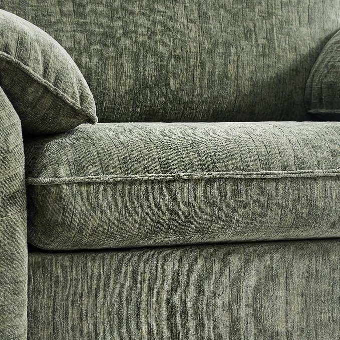 ONBRILL Oversized Accent Chair, 41 Inch Chenille Fabric Armchair, Comfy Single Sofa Chair with Padded Arms, Pocket Spring Cushion, Modern Reading Chair for Living Room, Bedroom, Green