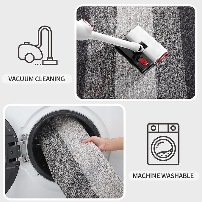 Kitinjoy Indoor Outdoor Door Mat, 30x17 Non-Slip Absorbent Dirt Trapper, Low-Profile Washable Inside Entrance Front Floor Mat, Sturdy Soft Entry Doormats for Entryway, Grey - Image 5