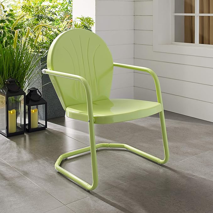 Crosley Furniture Griffith Outdoor Chair, Retro Metal Patio Chairs for Dining, Porch, Deck, Balcony, Key Lime - Image 16