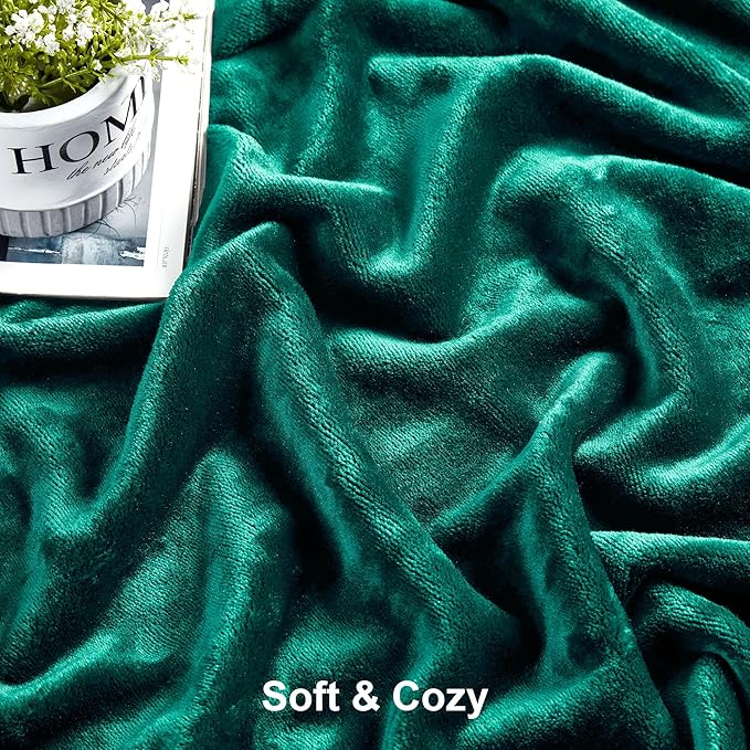 DREAMNINE Extra Large Soft Comfy Fluffy Fleece Bed Blanket Full Size 80" x 90", Luxury Decorative Fuzzy Blanket for Women Girl,Big Cozy Shaggy Warm Flannel Blankets for Winter Autumn Pets,Forest Green