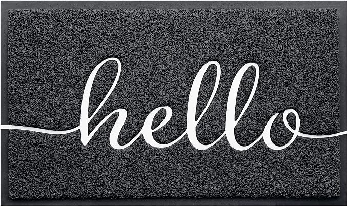 BeneathYourFeet Door Mat (36"x24",Black) Welcome Mat Low Profile Front Doormat Indoor Outdoor Door Non Slip Rugs for Entryway, Patio, High Traffic Areas by BeneathYourFeet