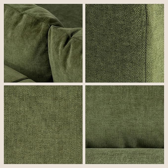 POLY & BARK 108" Lucerne Left-Facing Sectional Sofa with Extra-Wide Chaise – Upholstered in Distressed Green Velvet – Deep, Relaxed Modern Design for Living Room Lounging, Hosting and Everyday Comfort