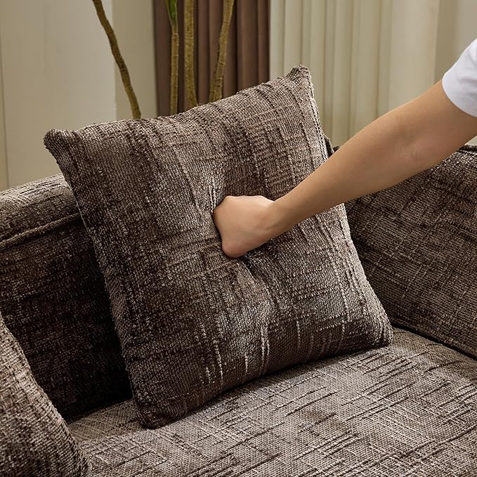 109-Inch Curved Boneless Sofa Couches Compressed 4-Seat Foam Couch for Living Room Bedroom, Boneless Modular Cloud Sofa Curved Floor Couch with 4 Pillows, No Assembly
