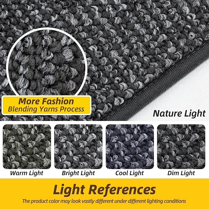 JSEI Dirt Trapper Door Mat 36"x60" Non-Slip Washable Entrance Mat, Dog Doormats, Absorbent & Fade-Resistant Floor Mats, Low Profile Welcome Mats for Entryway, Front Door, and Inside Entrance, Charcoal - Image 3