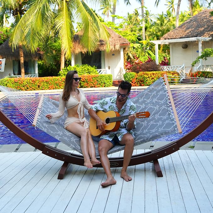 Lazy Daze Hammocks Quick Dry Hammock with Spreader Bar Textliene Fabric Double 2 Person Hammock with Chains Outdoor Patio Poolside Backyard Beach 450 lbs Capacity, Four Leaf Clover - Image 6