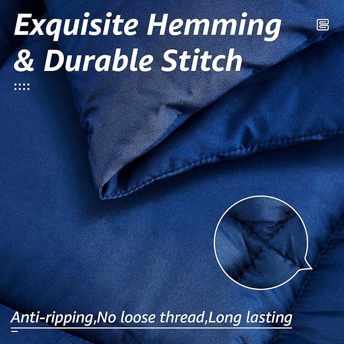 HYLEORY All-Season King Size Bed Comforter - Cooling Down Alternative Quilted Duvet Insert with Corner Tabs - Winter Warm - Machine Washable - Navy Blue