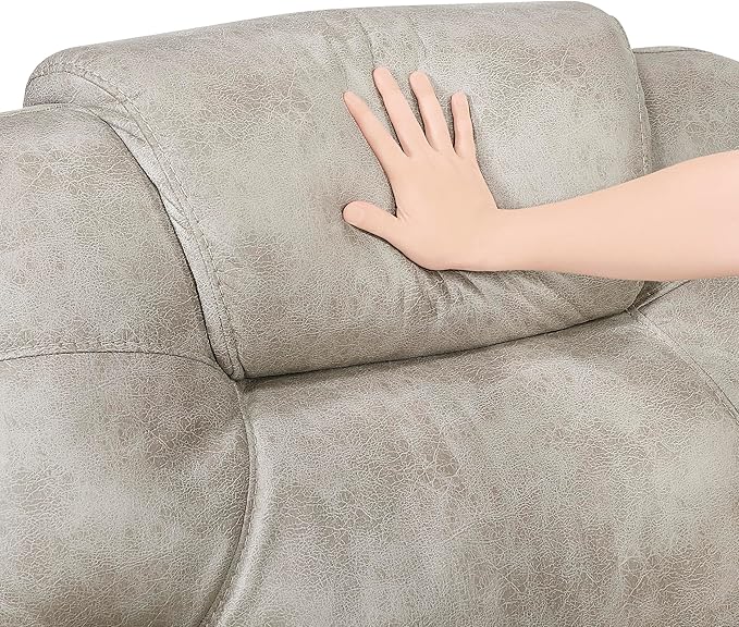 Lexicon Manual Glider Recliner Chair, Polished Microfiber Upholstered Manual Tab Pull Reclining Nursery Chair for Living Room, Pillow Top Armrest, Padded Headrest, Easy Assembly, Pewter