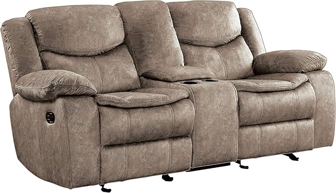 Lexicon Bay Manual Reclining Living Room Sofa Set, 3-Piece, Brown