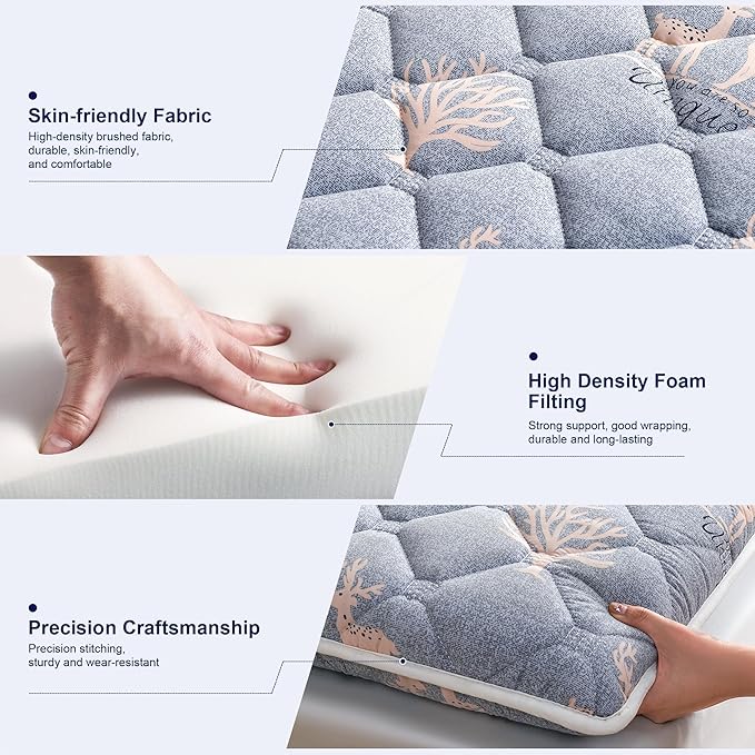 Lillibearas Premium Foam Twin XL Mattress Topper -Thick 9-Layer Modern Comfort Topper, 60-mil Foam-Back Pain Relief & Comfort Support, Breathable & Hypoallergenic