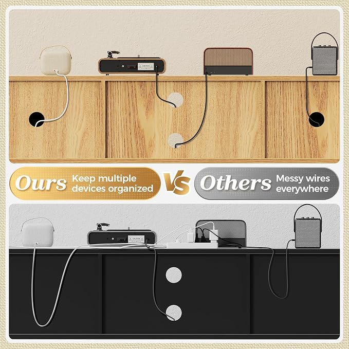 SUPERJARE Boho TV Stand for 75 Inch TV, Entertainment Center with Adjustable Shelf, Rattan TV Console with 2 Cabinets, Media Console, Solid Wood Feet, 4 Cord Holes, for Living Room - Natural - Image 4