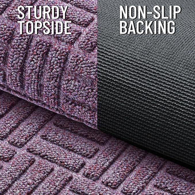 OLANLY Front Door Mat Outside Entrance 59x23, Absorbent, Heavy Duty Sturdy Natural Rubber Doormat Indoor Outdoor, Non-Slip, Stain and Fade Resistant, Low Profile Floor Mat for Entryway, Violet - Image 3