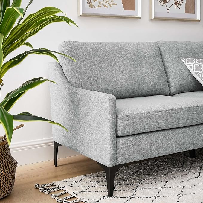 Modway EEI-6019-LGR Corland Upholstered Fabric Sofa, Light Gray