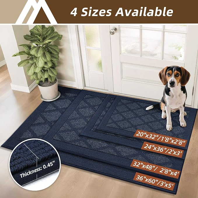 COSY HOMEER Non-Slip Door Mat 24"x36", Entryway Rugs Low Profile Absorbent Dirt Trapper Doormat for Front Entrance, Washable Polypropylene Entry Mat (Blue) - Image 5