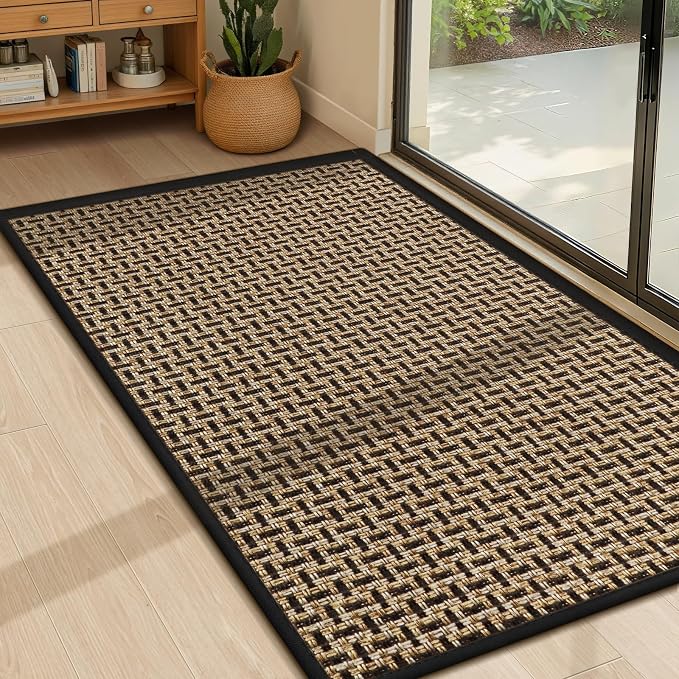 LEKEEPGO Door Mat Indoor Entrance 24"x36", Absorbent Indoor Door Mat, Non Slip Rubber Backing Inside Door Mats, Washable Floor Mat, Low-Profile Doormat for Front Door, Entryway, Entrance, Black by LEKEEPGO