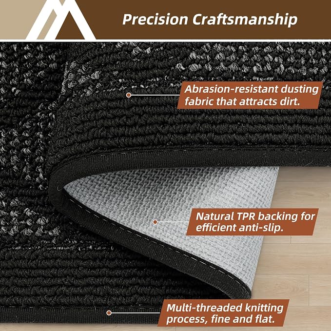 COSY HOMEER Non-Slip Door Mat 36"x60", Entryway Rugs Low Profile Absorbent Dirt Trapper Doormat for Front Entrance, Washable Polypropylene Entry Mat (Black) - Image 3