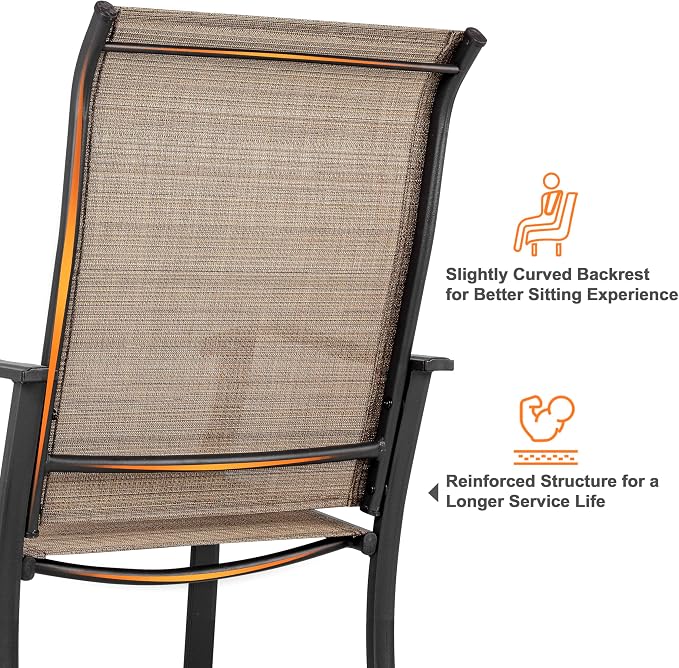 NUU GARDEN Patio Dining Chairs Set of 2, Outdoor Chairs with Armrest, Indoor/Outdoor Chairs Backyard Deck Garden Chair, Restaurant Kitchen Dining Textilene Chair,Brown - Image 7