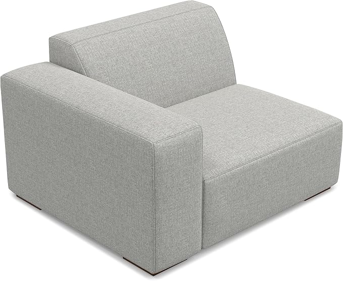 SIMPLIHOME Rex Left-Arm Sofa Module in 100% Recycled Polyester Tightly Woven Performance Fabric, Pale Grey, 44-inches Wide, Handcrafted Modern-Style Left-Arm Accent Chair for Living Room