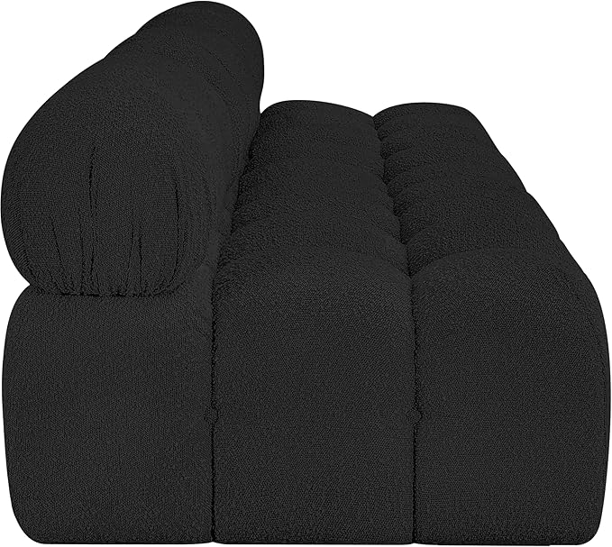 Meridian Furniture 611Black-S102B Ames Collection Modern | Contemporary Modular Sofa with Rich Black Boucle Fabric, Modular to Create Infinite Configurations, 102" W x 34" D x 28" H, Black