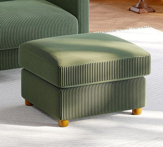 25.2" Couches for Living Room, Comfy Green Ottoman with Storage, Foot Rest Tool-Free Setup, Small Ottoman Foot Rest for Couch, Corduroy Couch for Bedroom, Apartment, Office