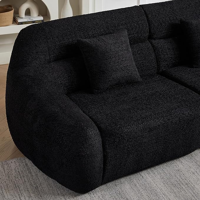 123-Inch Oversized Modular Compressed Sectional Couches 4 Pieces Modular Boneless Sofas with 4 Pillows,Modern Minimalist Corner Cloud Sofa Comfy Chenille Deep Seat Foam Couch