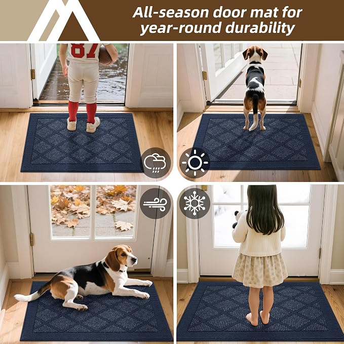 COSY HOMEER Non-Slip Door Mat 24"x36", Entryway Rugs Low Profile Absorbent Dirt Trapper Doormat for Front Entrance, Washable Polypropylene Entry Mat (Blue) - Image 8