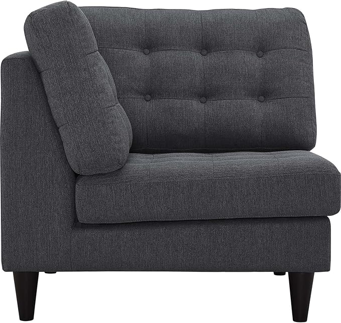 Modway Empress Mid-Century Modern Upholstered Fabric Corner Sofa In Gray