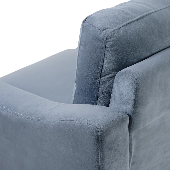 Upholstered Single Sofa Chair,Mordern Armchair with Wooden Legs for Living Room,Bedroom and Office,Blue Grey