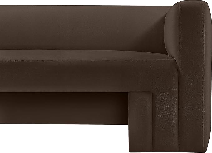 Meridian Furniture 665Brown-S Henson Collection Modern | Contemporary Velvet Upholstered Sofa with Rich Brown Velvet, Solid Wood Frame, 89.5" W x 34.5" D x 28" H, Brown