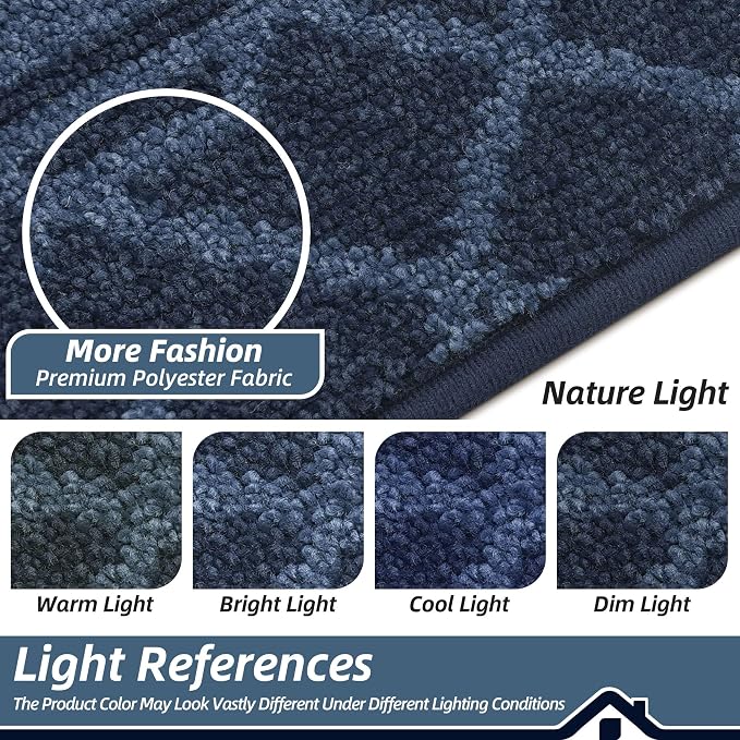 BEQHAUSE Door Mat Indoor Entrance Dirt Trapper Rugs for Entryway Non Slip Welcome Mat Absorbent Floor Mat Low Profile Washable Front Doormat for Dirty Paws, 24" x 36", Navy Blue - Image 6