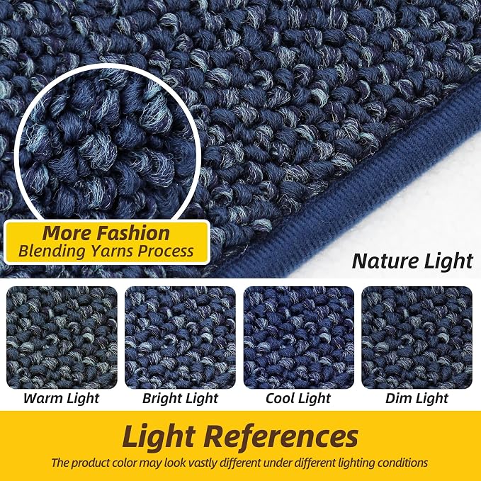 JSEI Dirt Trapper Door Mat 36"x60" Non-Slip Washable Entrance Mat, Dog Doormats, Absorbent & Fade-Resistant Floor Mats, Low Profile Welcome Mats for Entryway, Front Door, and Inside Entrance, Blue - Image 4