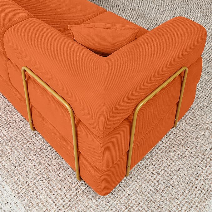 Eafurn L Shaped Convertible Sleeper Sofa Bed King Size Sleeper Sofabed, 7-in-1 DIY Combination Corduroy Folding Mattress Couch with Fixed-Shape Frame, Boneless Floor Sofa Couch