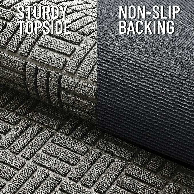 OLANLY Front Door Mat Outside Entrance 59x23, Absorbent, Heavy Duty Sturdy Natural Rubber Doormat Indoor Outdoor, Non-Slip, Stain and Fade Resistant, Low Profile Floor Mat for Entryway, Modern Gray - Image 4