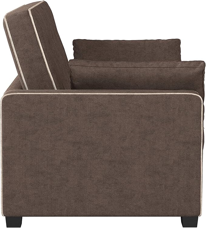 Serta Ainsley 72.6" Convertible Sleeper Sofa, Queen Size, Dreamcoil Comfort, Soft Woven Fabric, Java