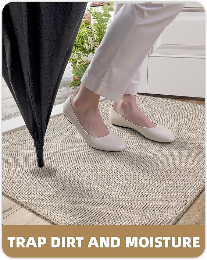 Color&Geometry Oversized Door Mat Non Slip Rubber Backed, 24"x36" Front Door Mat Indoor Outdoor Rug, Dirt Trapper Doormat, Heavy Duty Front Door Rugs, Oatmeal Beige - Image 6