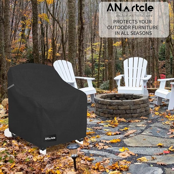 ANartcle Patio Adirondack Chair Cover 2 Pack,600D Waterproof Heavy Duty Outdoor Chair Covers,Adirondack Chair Covers(30W x 34D x 36H inches),Patio Furniture Covers,Black - Image 6
